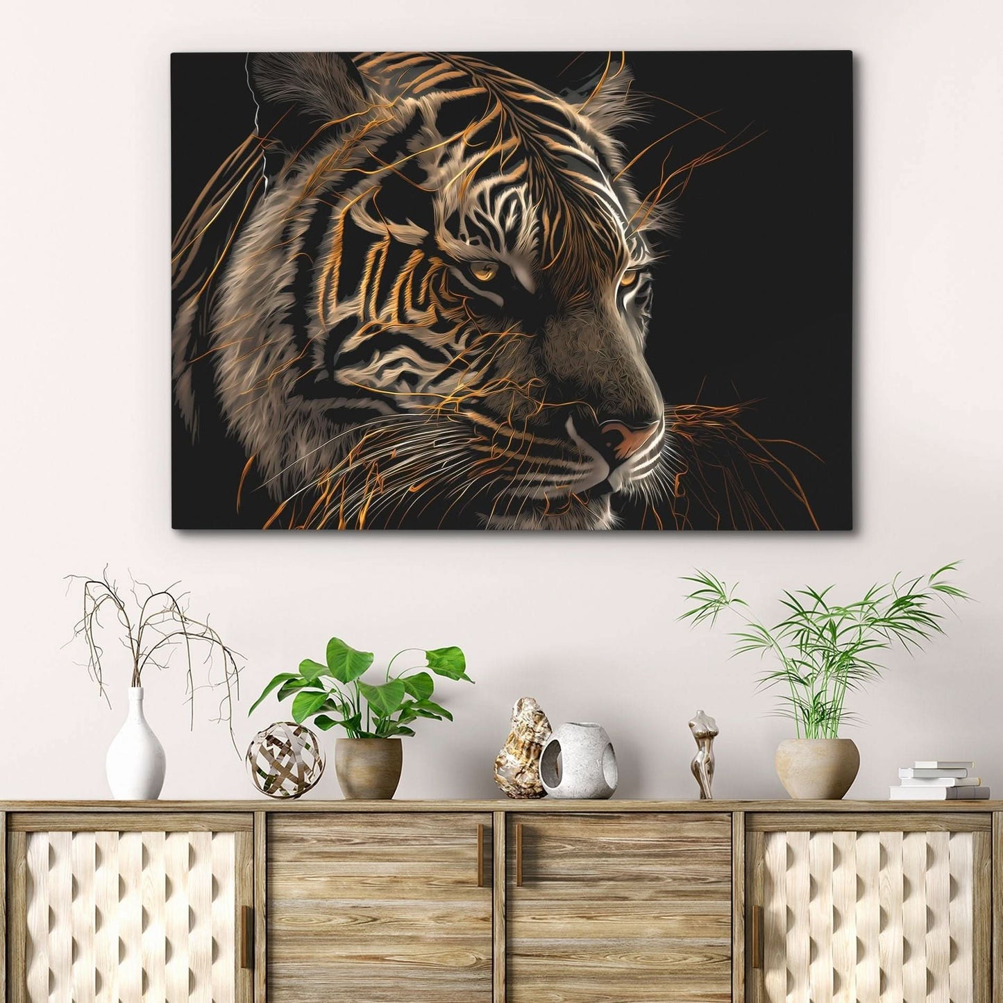 A Tiger's Memory - Black Big Cat Canvas Print