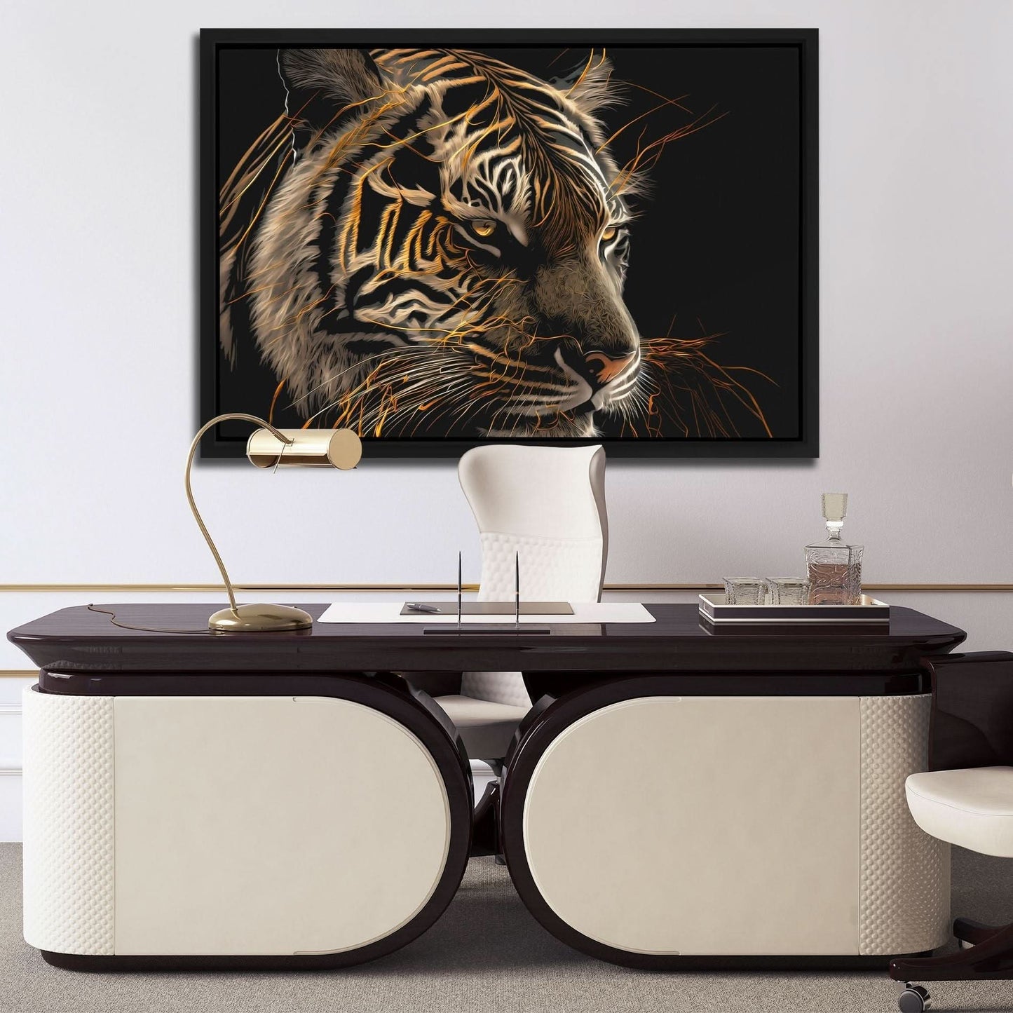 A Tiger's Memory - Black Wall Art
