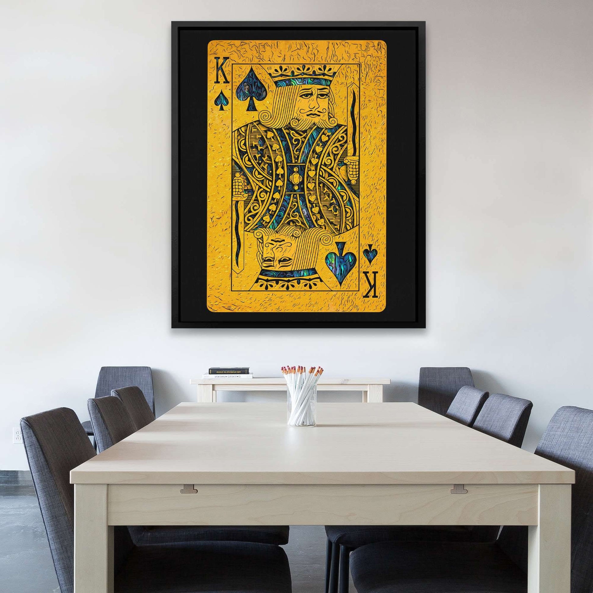 Abalone King of Spades - Gold Wall Art for Office