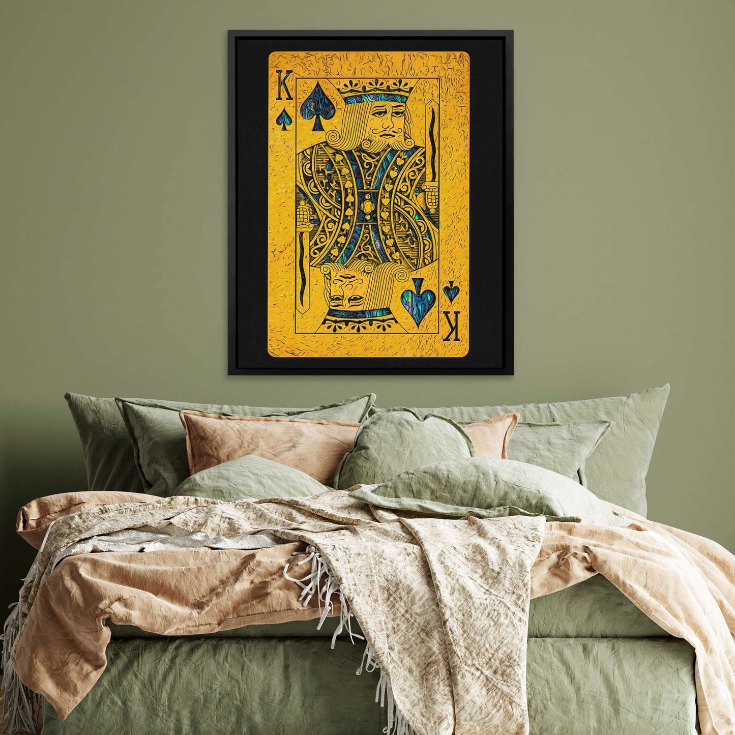 Abalone King of Spades - Card Wall Art in Black Frame