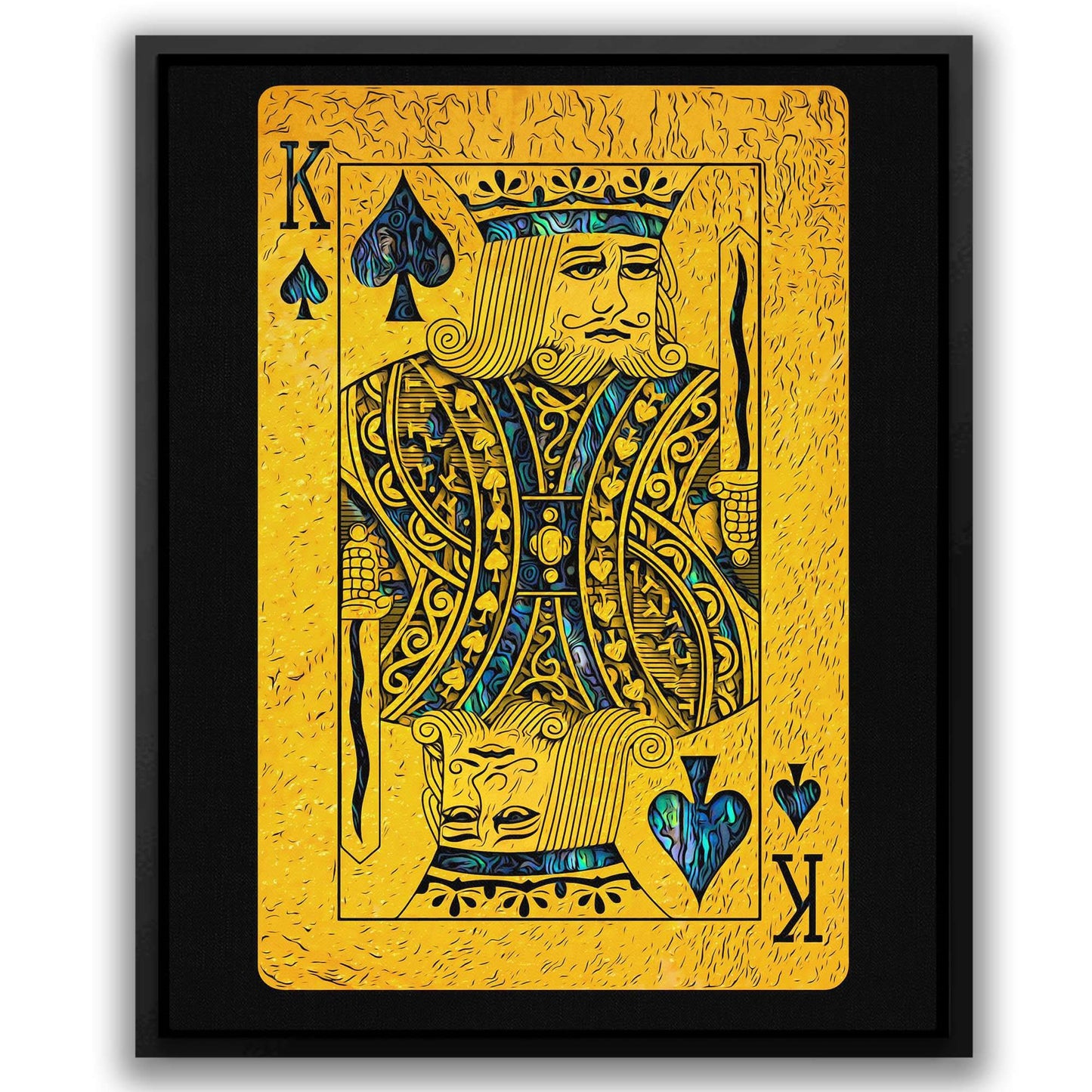Abalone King of Spades - Gold Canvas Wall Art