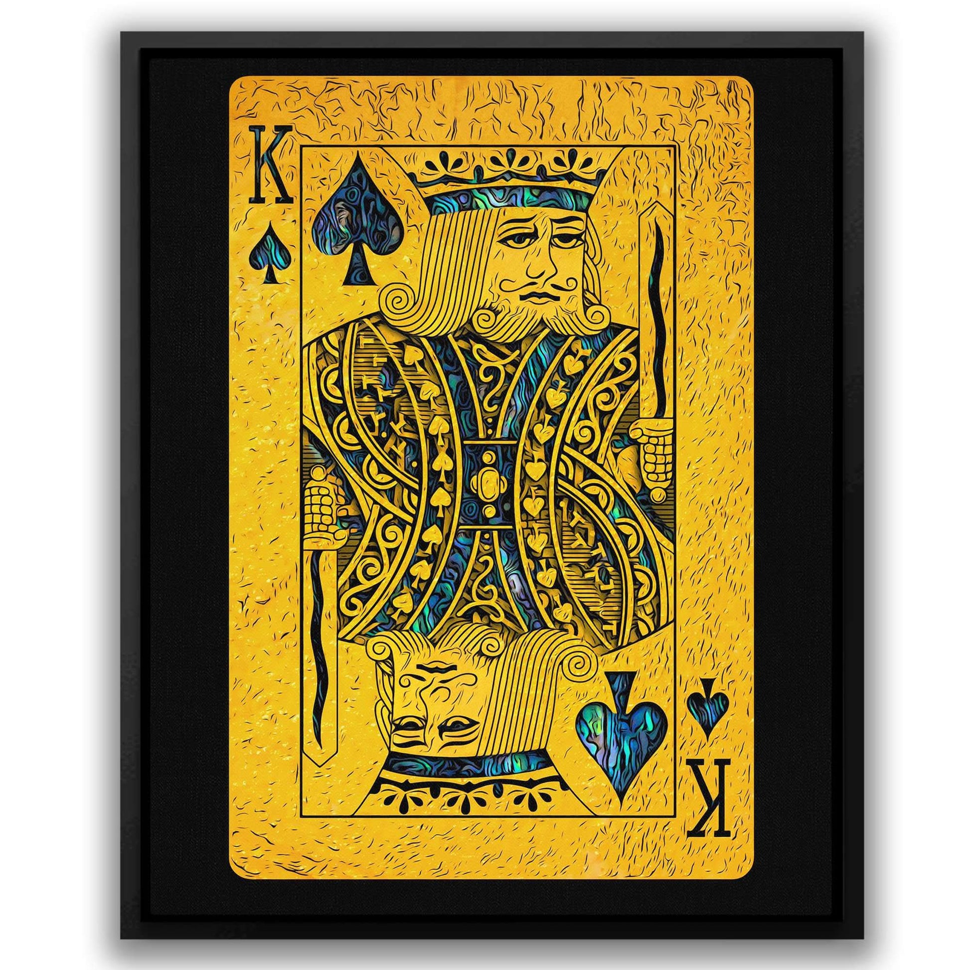 Abalone King of Spades - Gold Canvas Wall Art