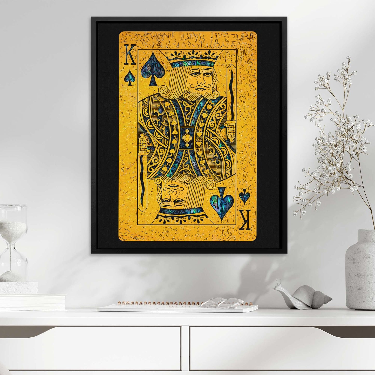 Abalone King of Spades - Gold Card Canvas Print