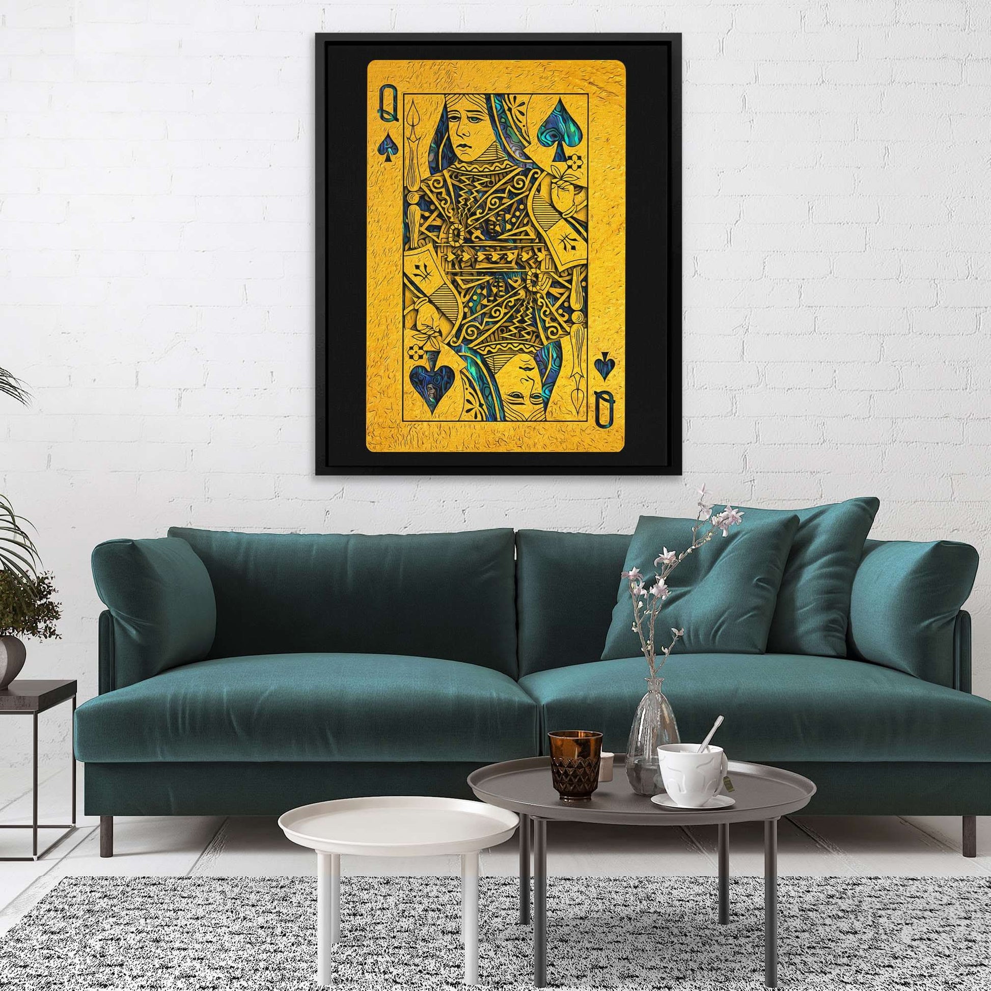 Abalone Queen of Spades - Gold Wall Art for Game Room