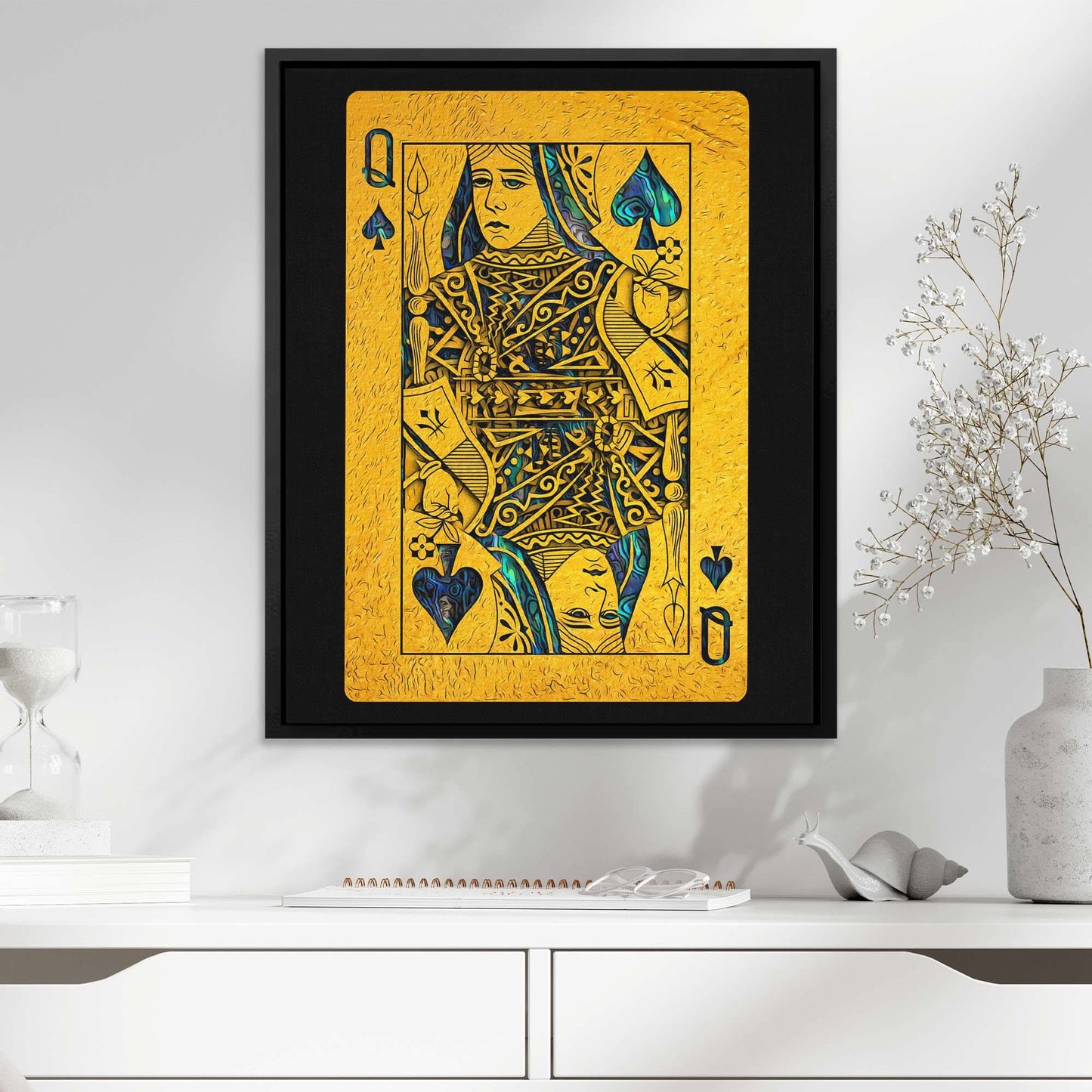 Abalone Queen of Spades - Gold Queen Canvas Print