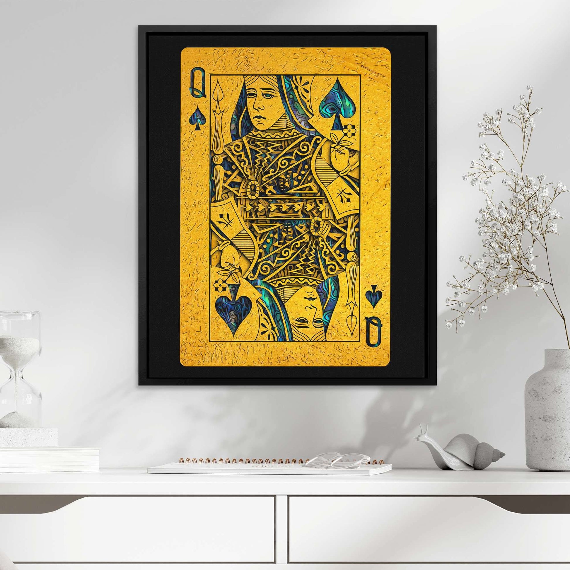 Abalone Queen of Spades - Gold Queen Canvas Print