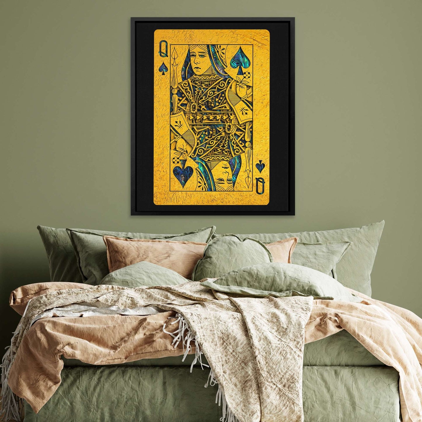 Abalone Queen of Spades - Large Canvas Print