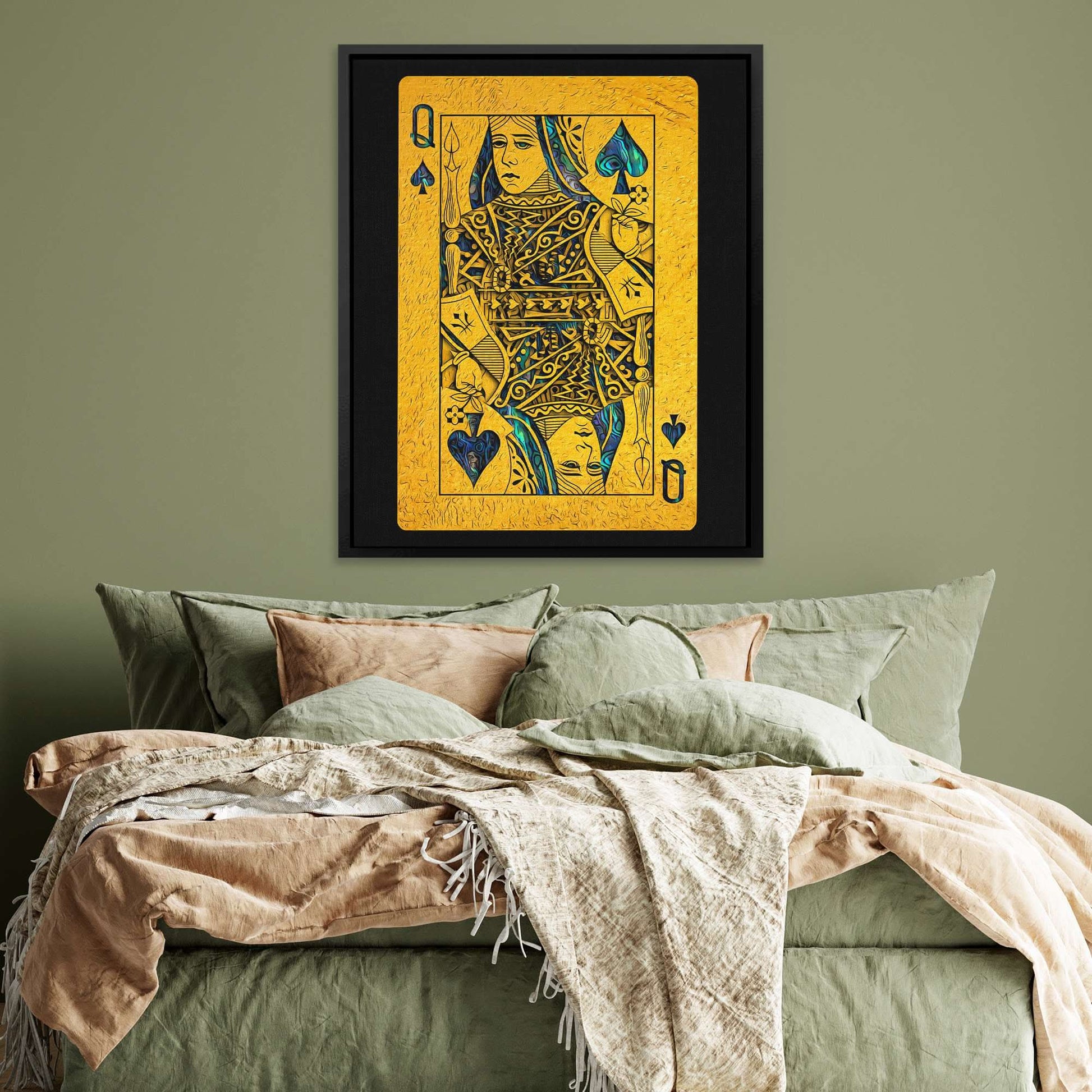 Abalone Queen of Spades - Large Canvas Print
