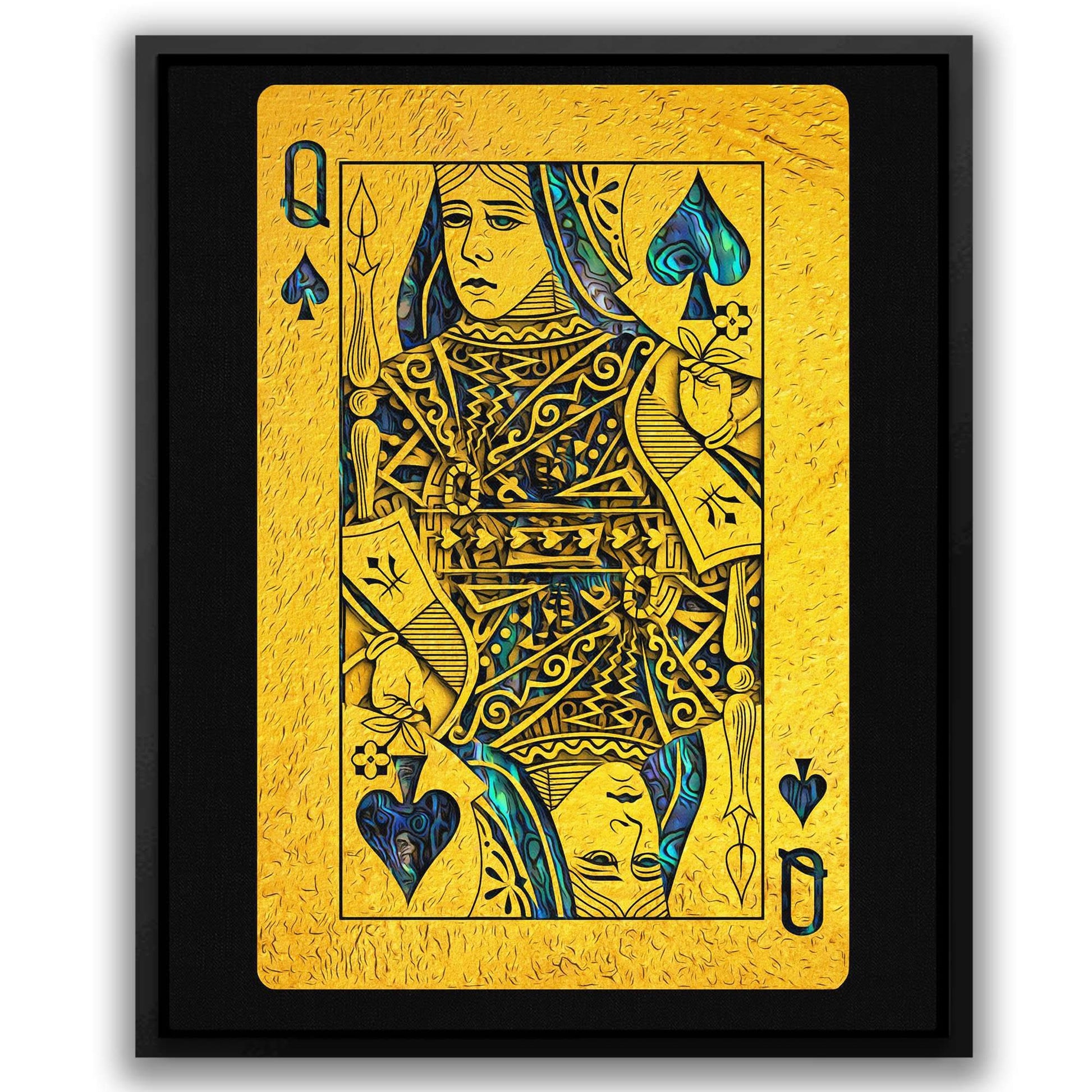 Abalone Queen of Spades - Gold Canvas Wall Art