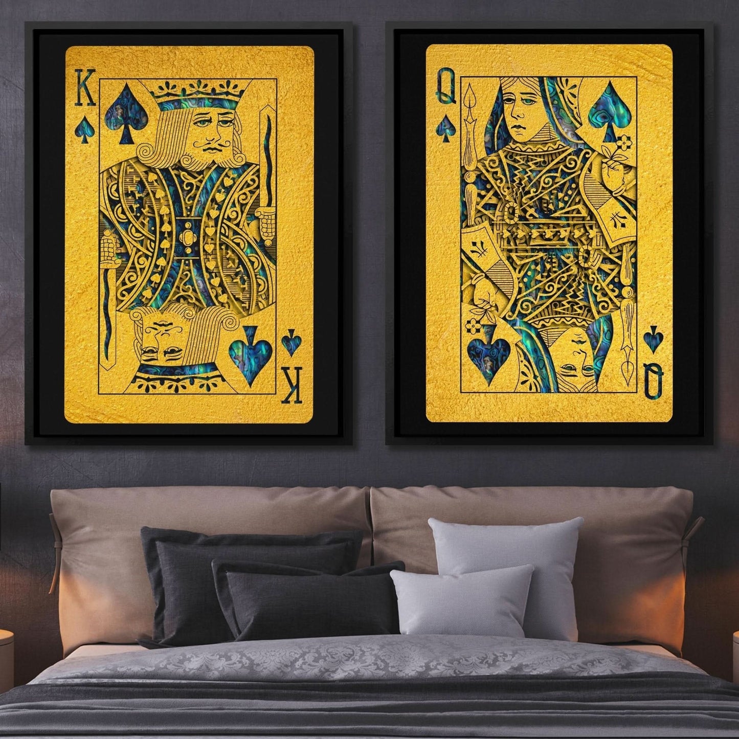 Abalone Royal Spades Cards - Large Canvas Print
