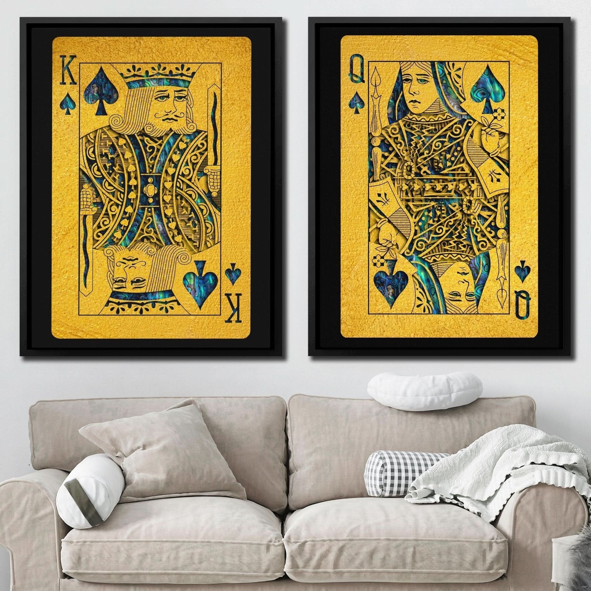 Abalone Royal Spades Cards - Gold Canvas Wall Art