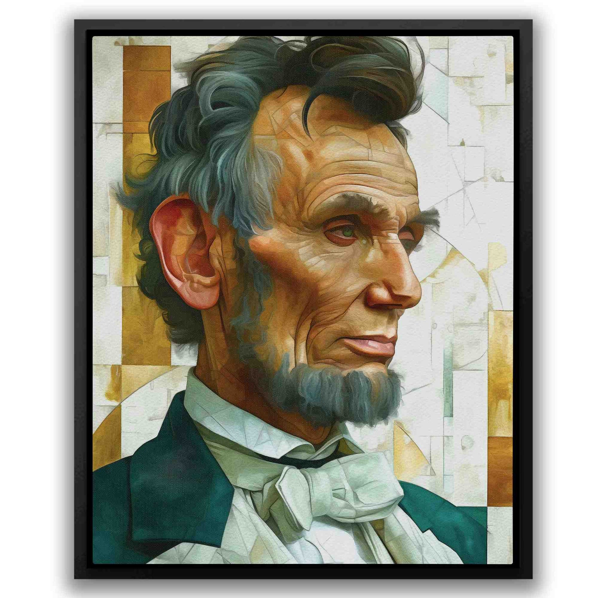 Abe Lincoln - Green Canvas Wall Art