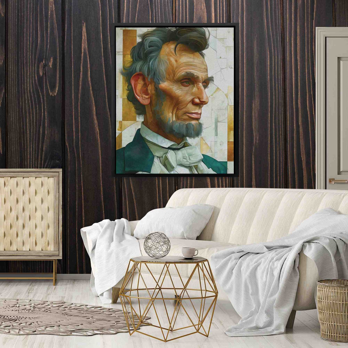 Abe Lincoln - Green Wall Art