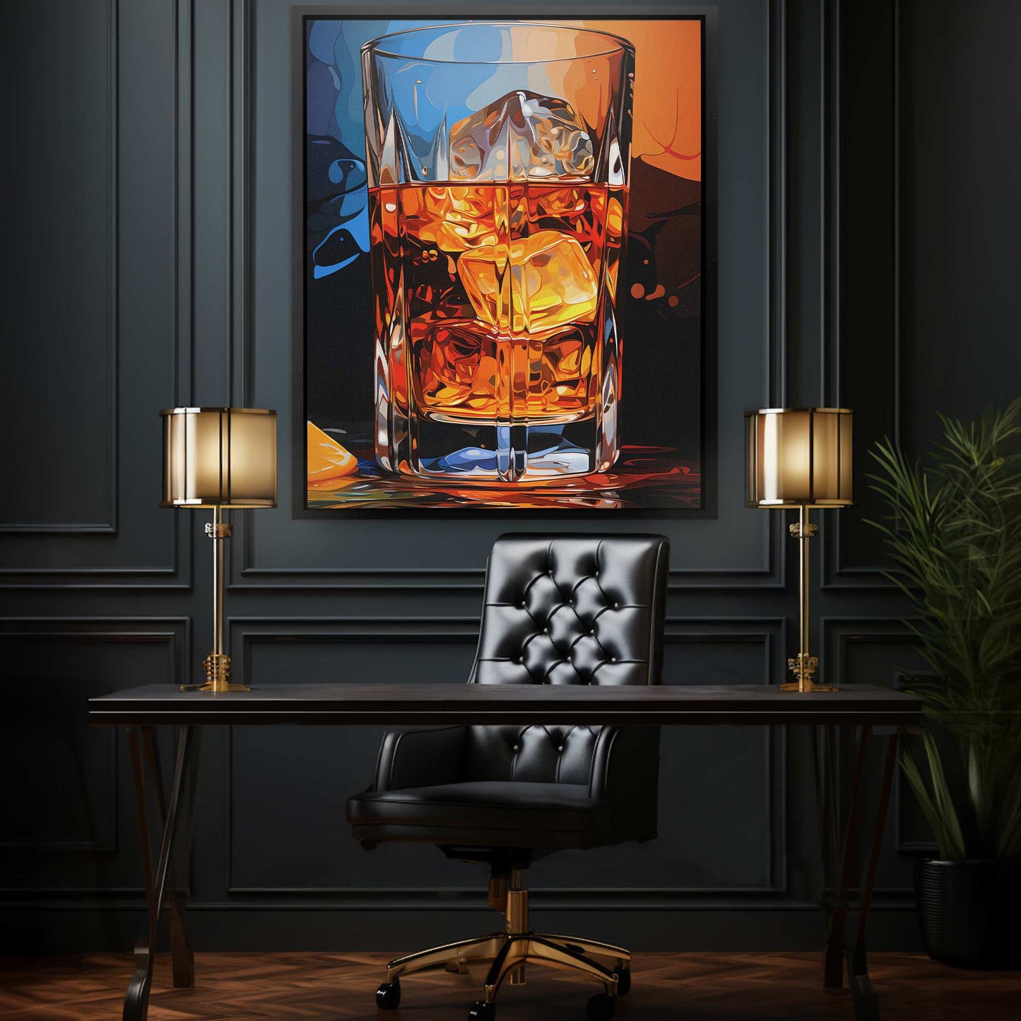 Abstract Barware - Cocktail Glass Wall Art in Black Frame