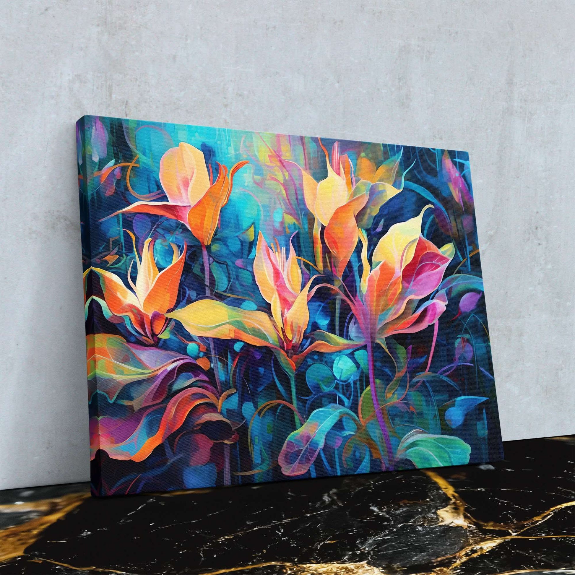 Abstract Blossoms - Blue Canvas Print