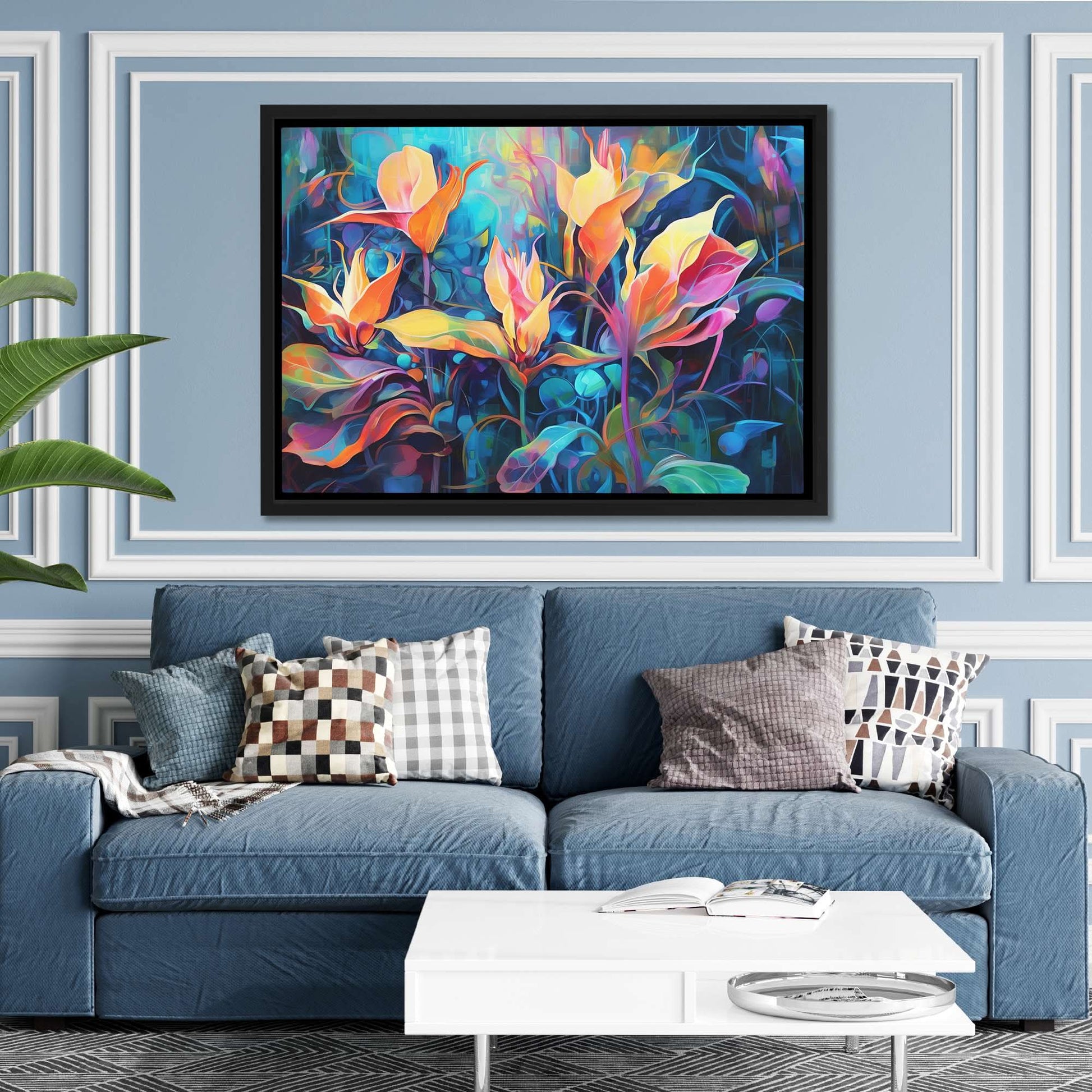 Abstract Blossoms - Abstract Wall Art in Black Frame