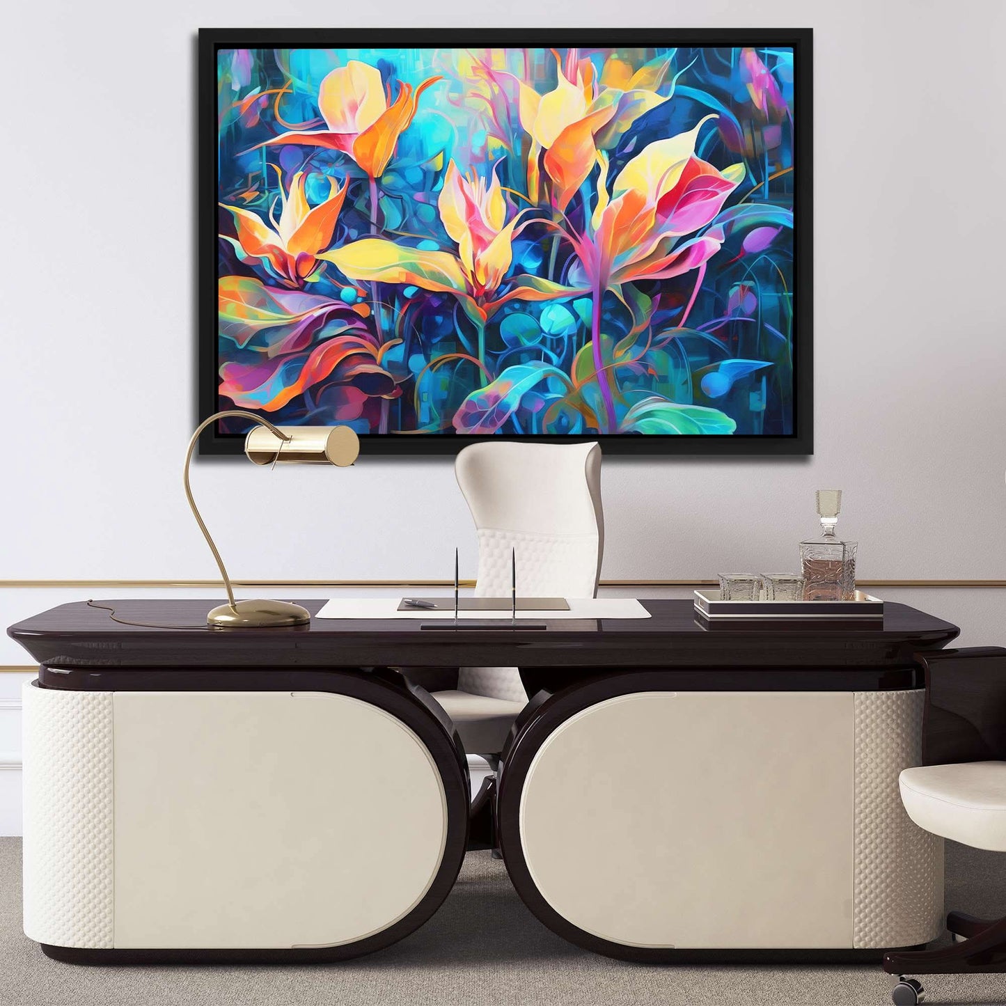 Abstract Blossoms - Abstract Blue Canvas Wall Art