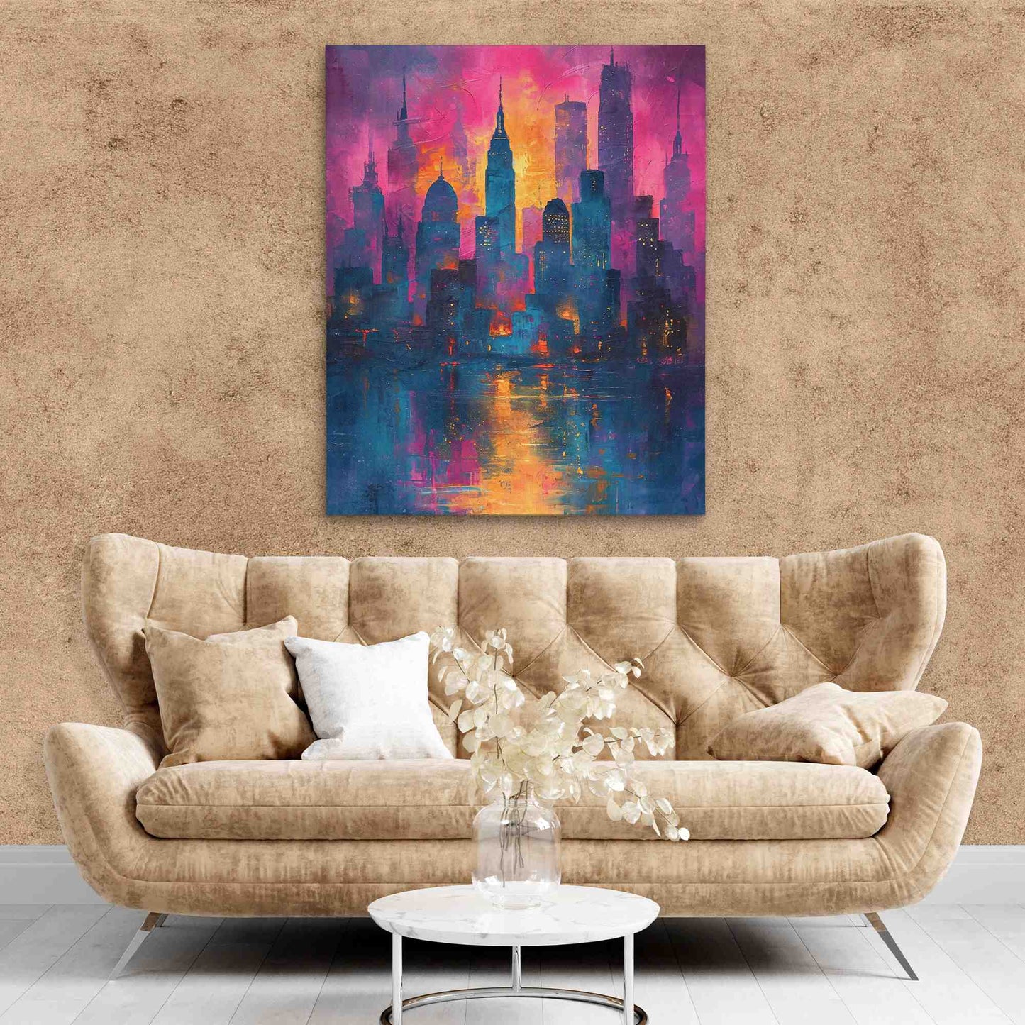 Abstract City - New York Wall Art in Black Frame