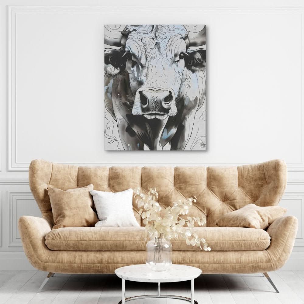 Abstract Cow Face - Large Abstract Canvas Print