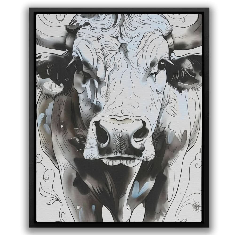 Abstract Cow Face - Minimalist Canvas Wall Art