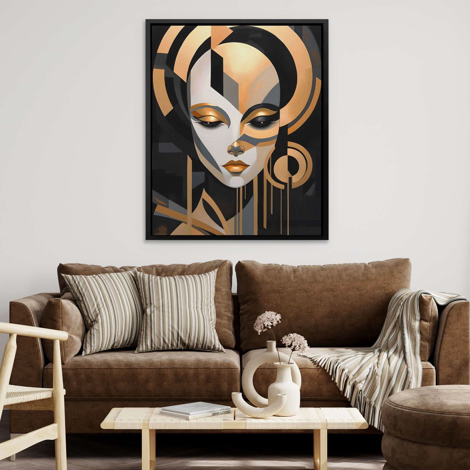 Abstract Diva - Minimalist Black and Gold Canvas Wall Art