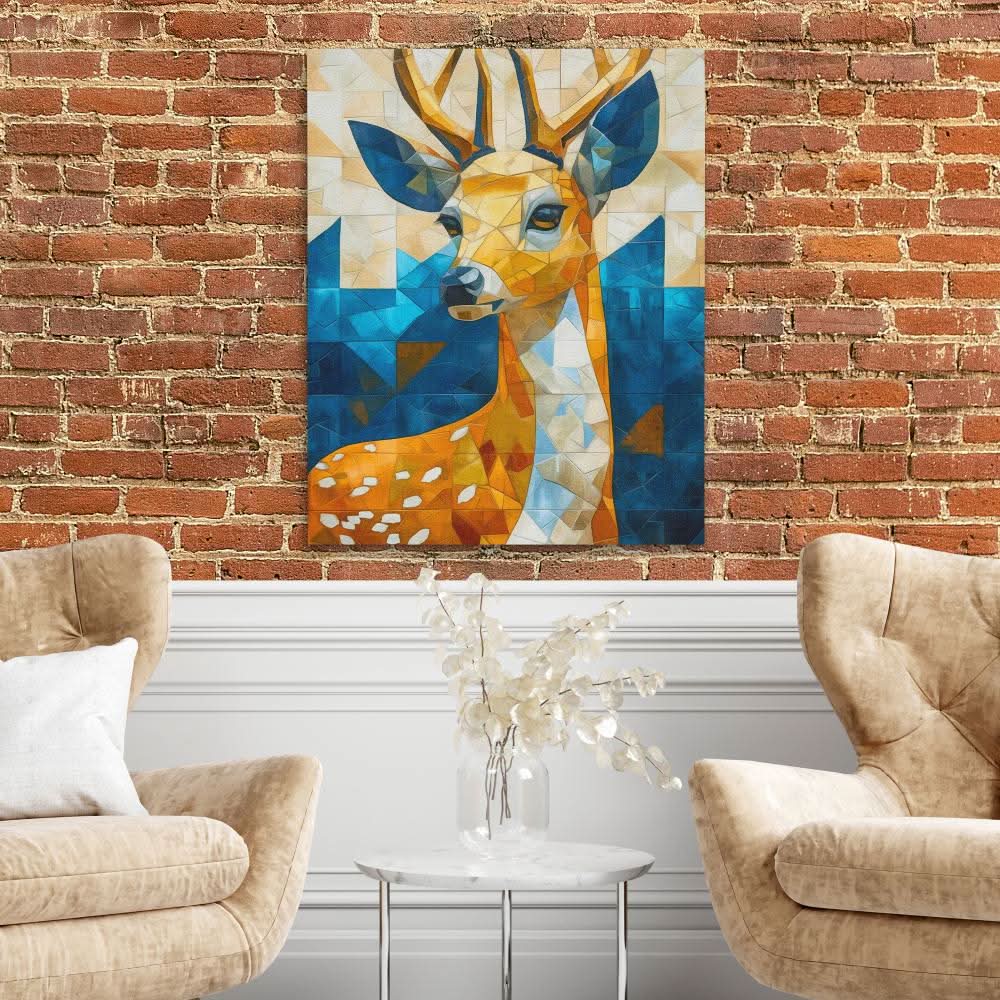 Abstract Doe - Deer Wall Art in Black Frame