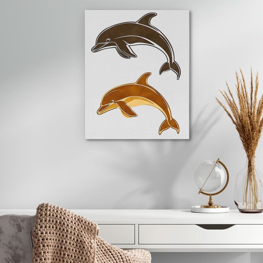 Abstract Dolphin Duo - Animals Art for Bathroom