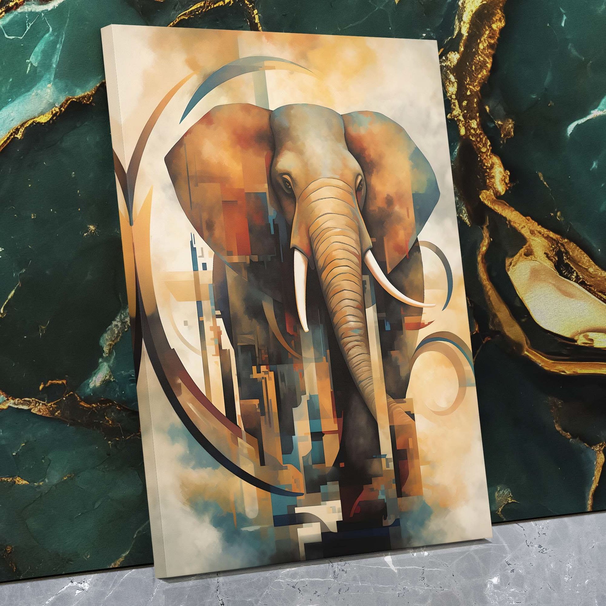 Abstract Elephant - Animals Canvas Wall Art
