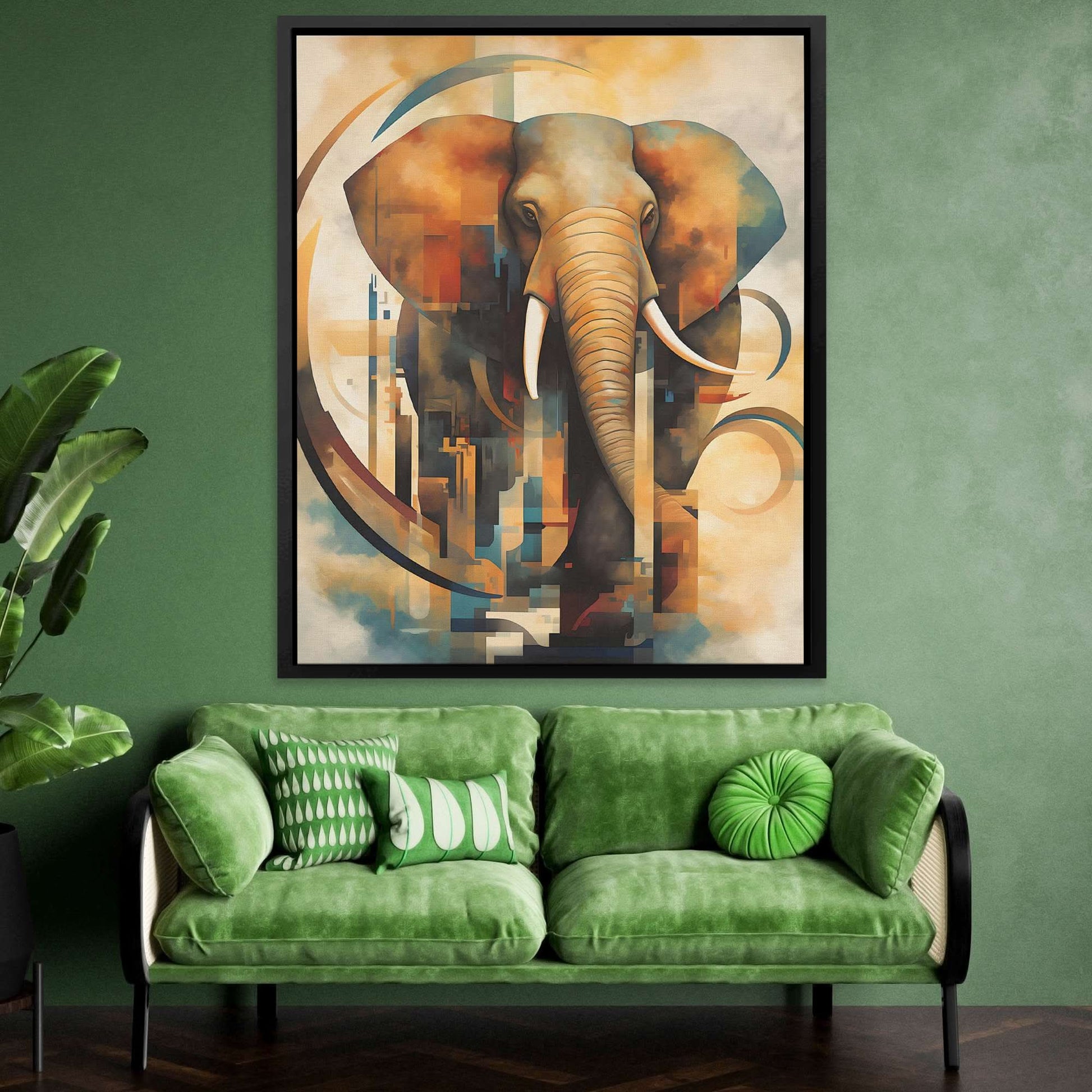 Abstract Elephant - Brown Wall Art
