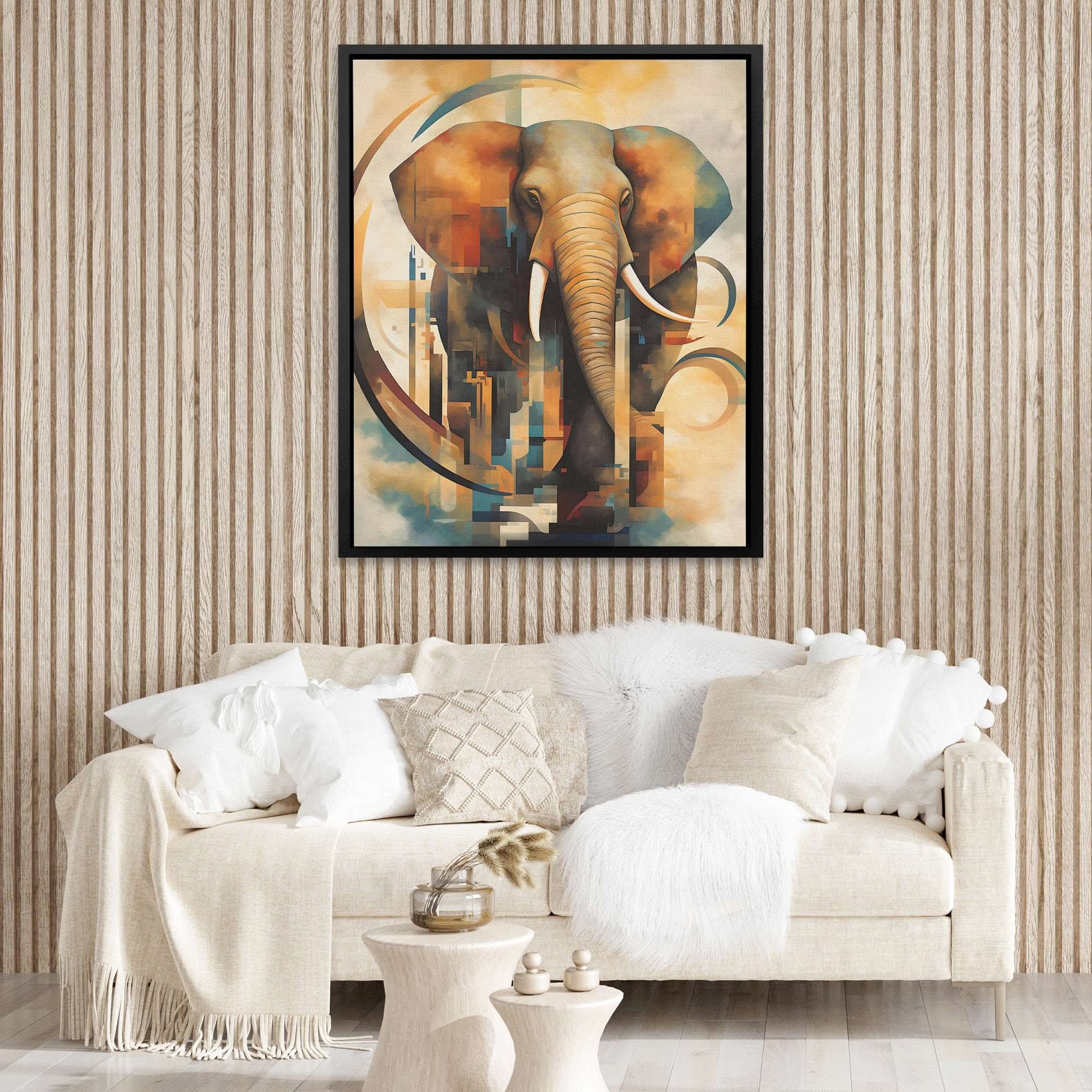 Abstract Elephant - Brown Elephant Canvas Print