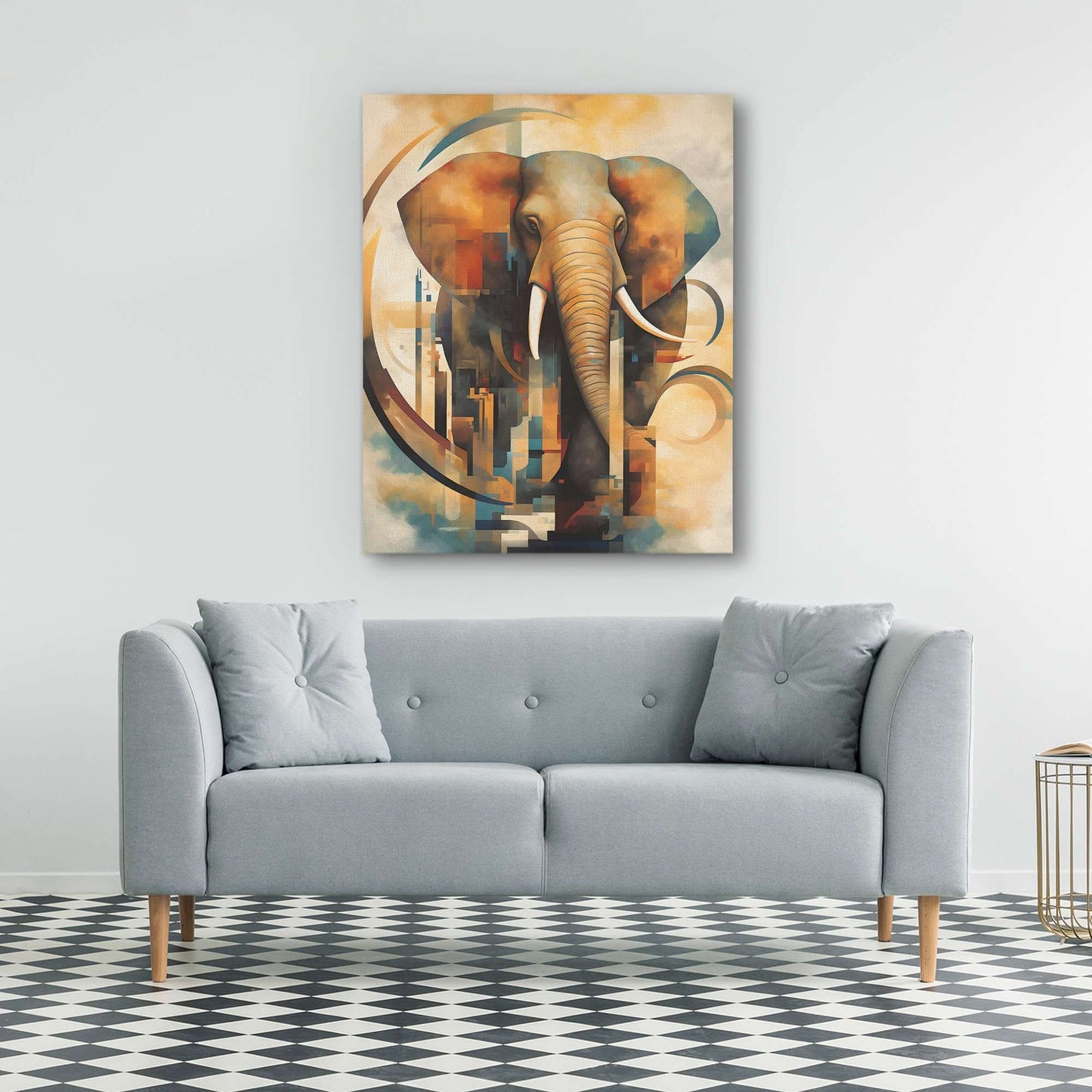 Abstract Elephant - Abstract Brown Canvas Wall Art