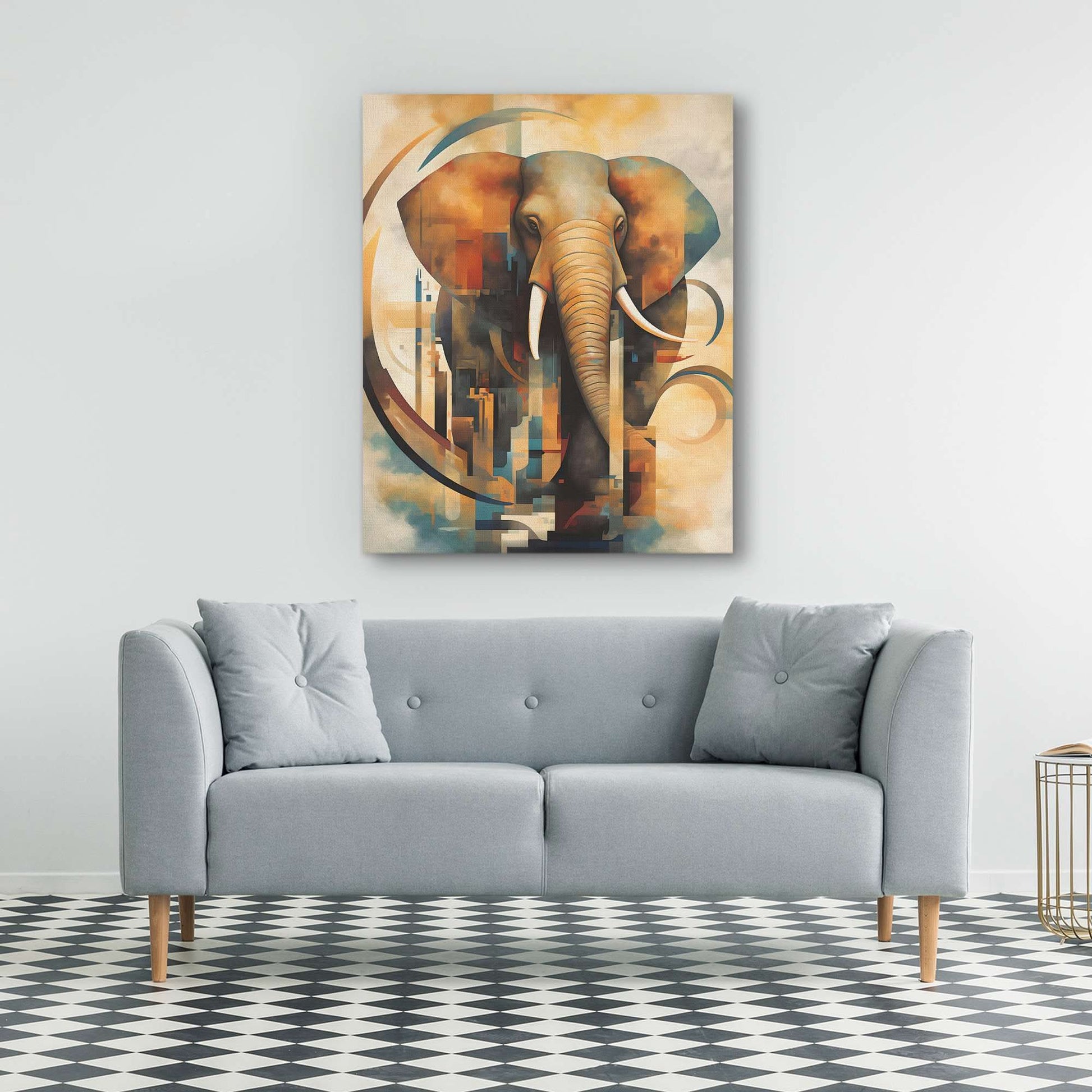 Abstract Elephant - Abstract Brown Canvas Wall Art