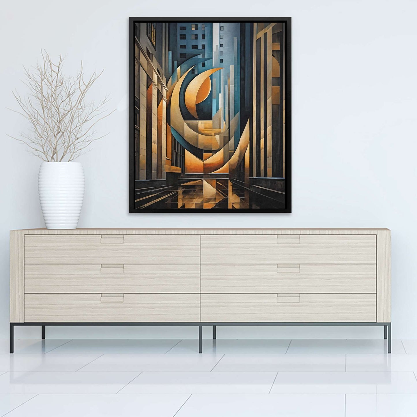 Abstract Financial District - Abstract Wall Art in Black Frame
