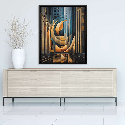 Abstract Financial District - Abstract Wall Art in Black Frame