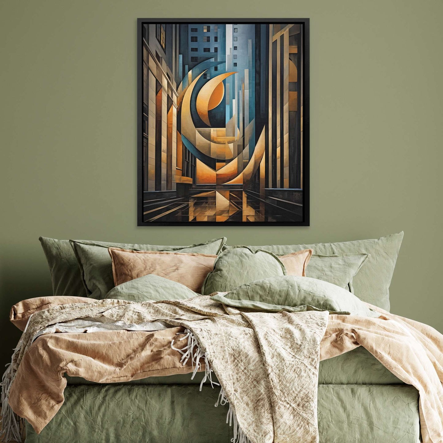 Abstract Financial District - Black and Gold Wall Street Canvas Print
