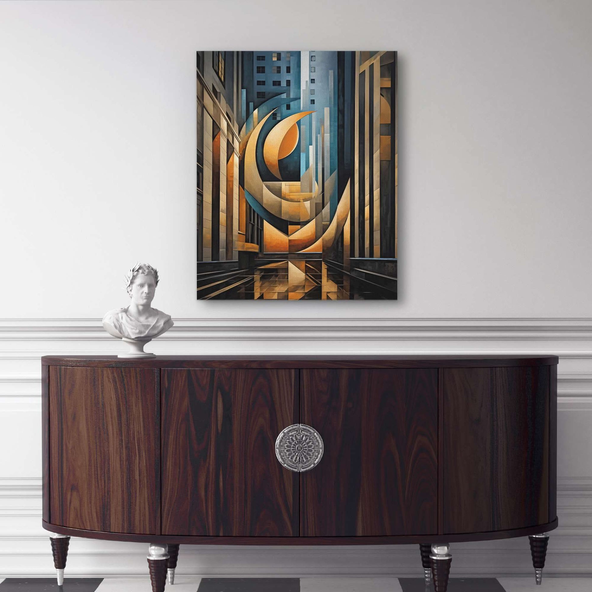 Abstract Financial District - Wall Street Wall Art in Black Frame