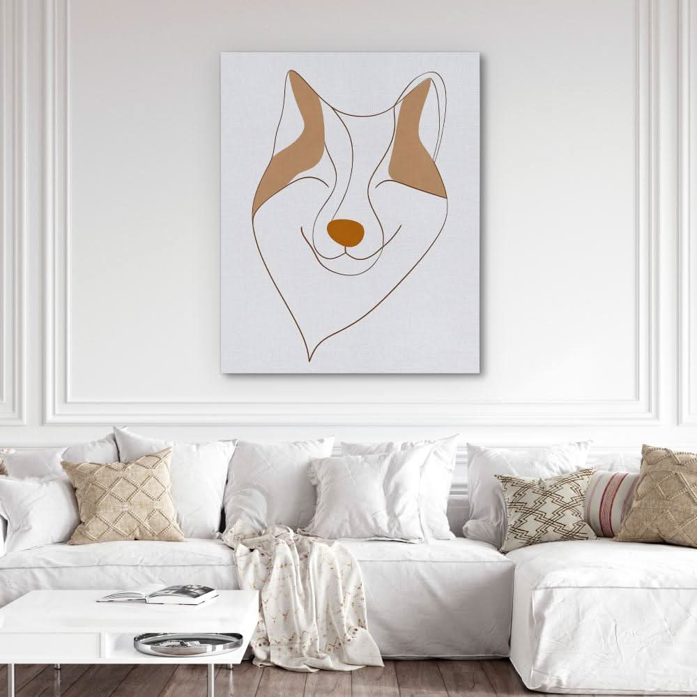 Abstract Fox Face - Beige Fox Canvas Print
