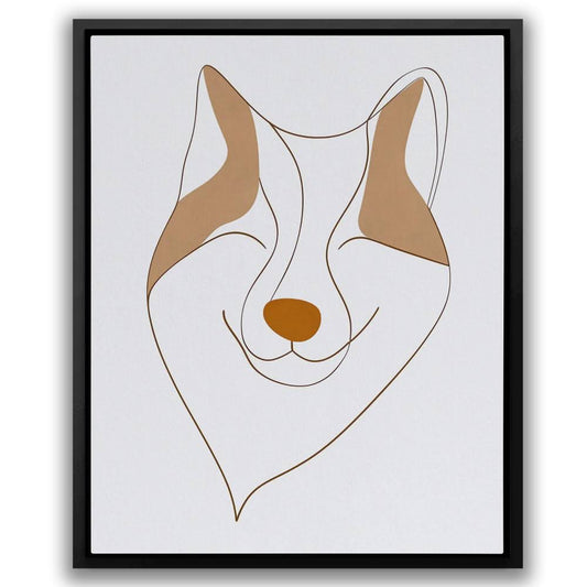 Abstract Fox Face - Minimalist Wall Art in Black Frame