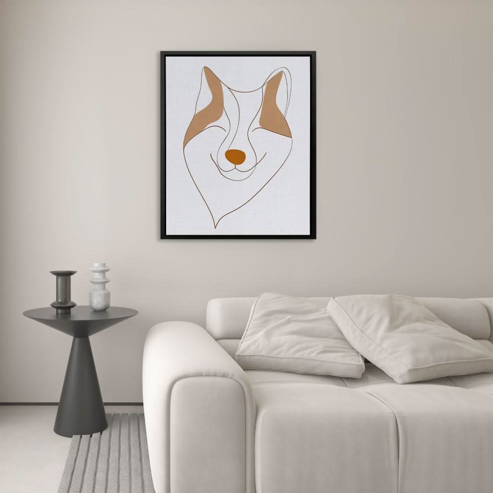 Abstract Fox Face - Fox Wall Art in Black Frame