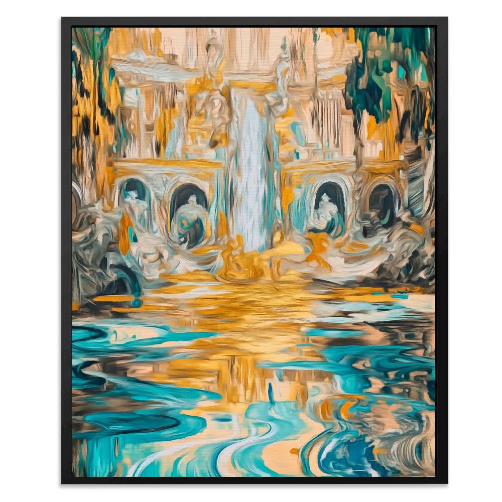 Abstract Golden Falls - Landscapes Wall Art in Black Frame
