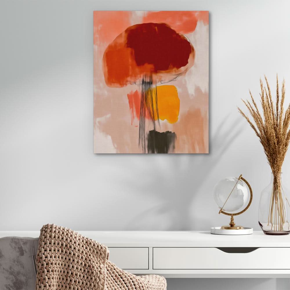 Abstract Jellyfish - Modern Red Canvas Wall Art