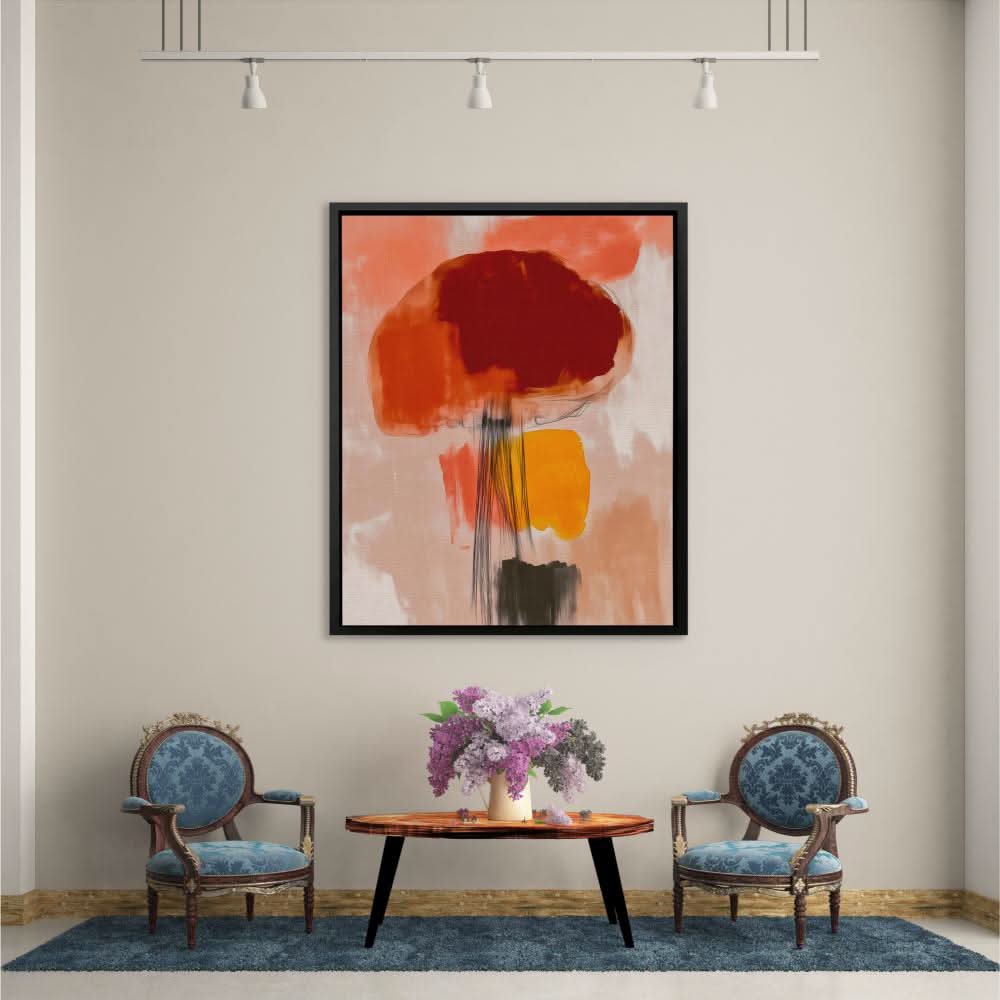 Abstract Jellyfish - Beach House Wall Art in Black Frame