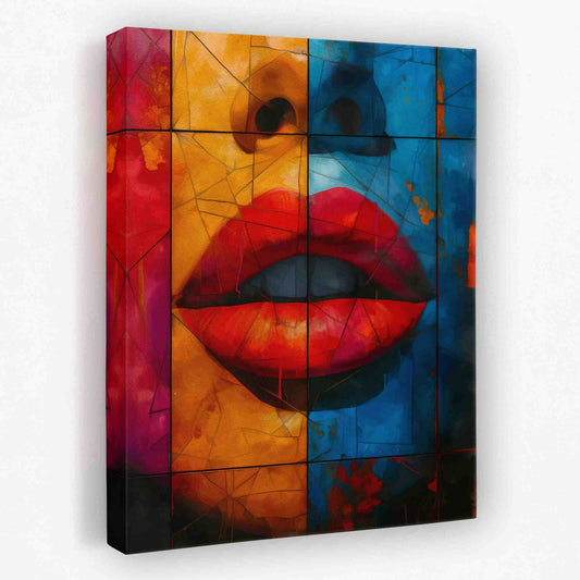 Abstract Lips - Face Canvas Wall Art