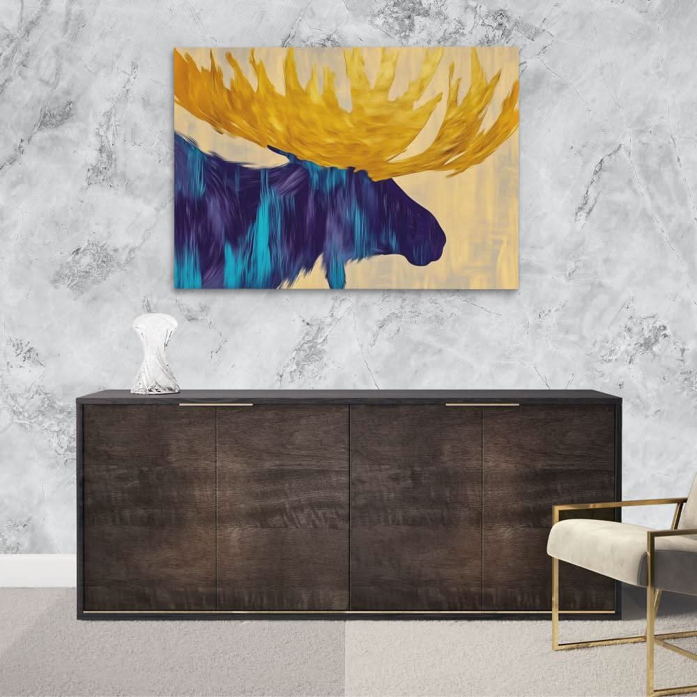 Abstract Moose - Blue Country and Farm Canvas Print
