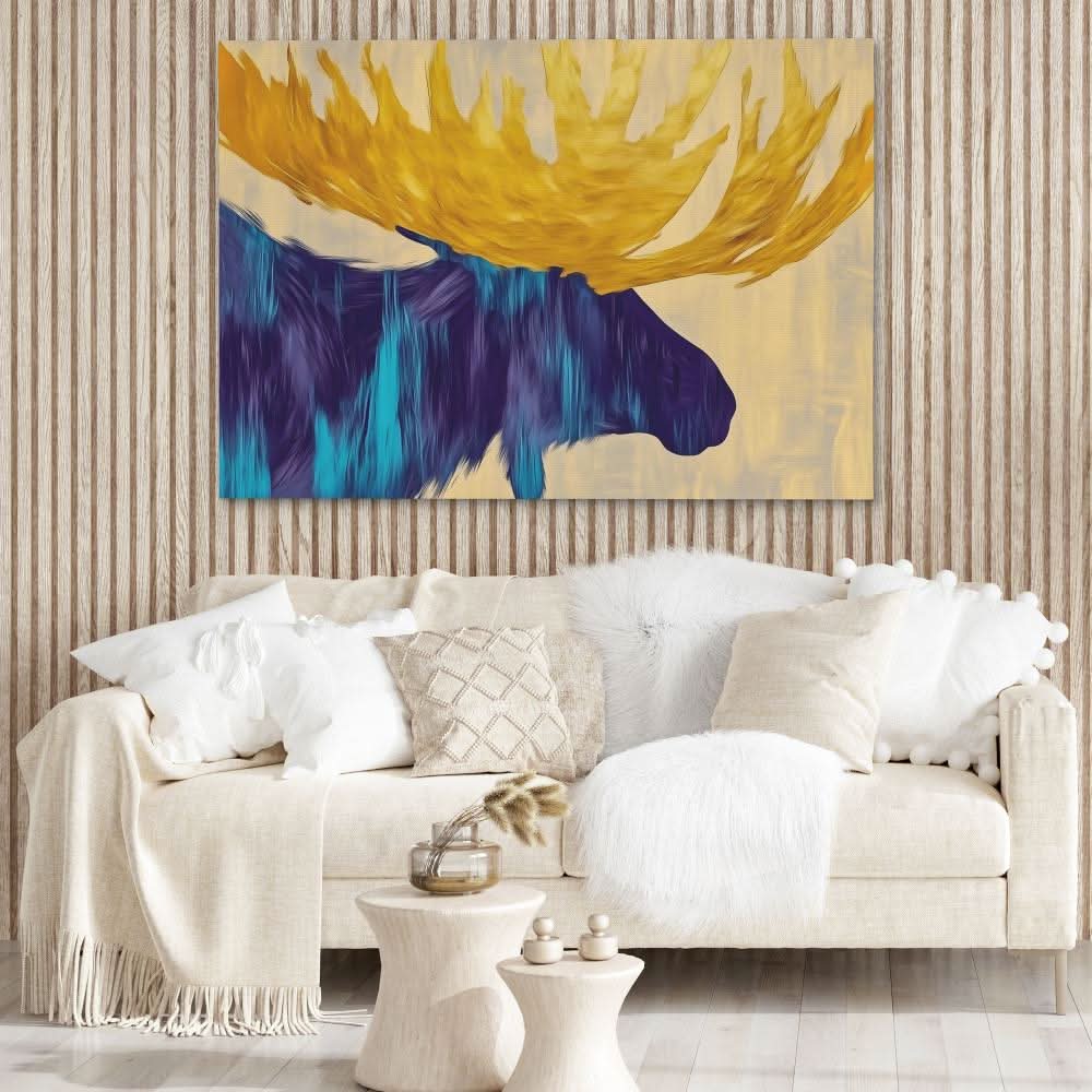 Abstract Moose - Country and Farm Wall Art in Black Frame