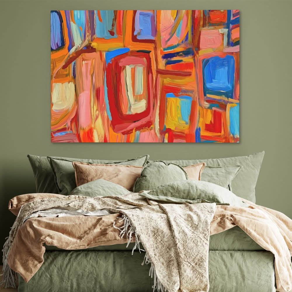 Abstract Squares - Colorful Wall Art for Hallway
