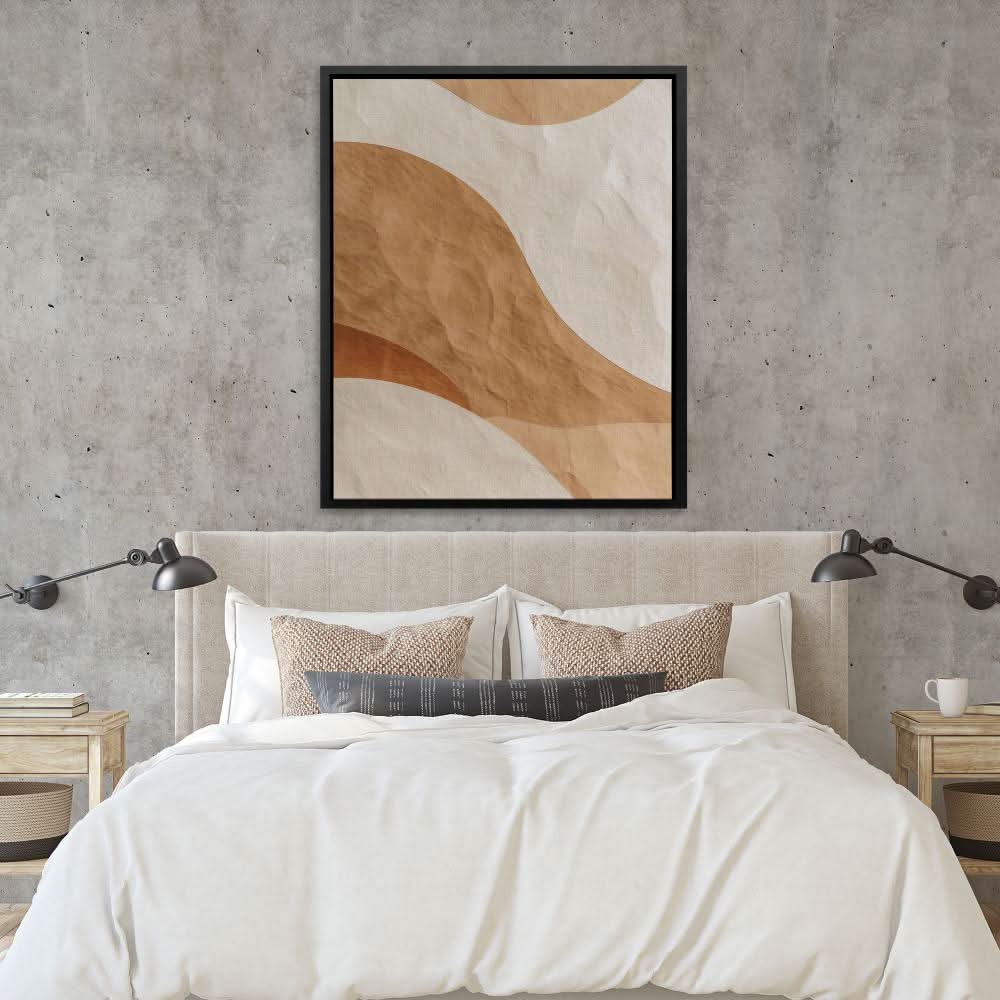 Abstract Warmth - Tan Wall Art in Black Frame