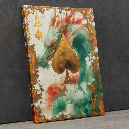 Ace of Dragons - Fantasy Wall Art in Black Frame