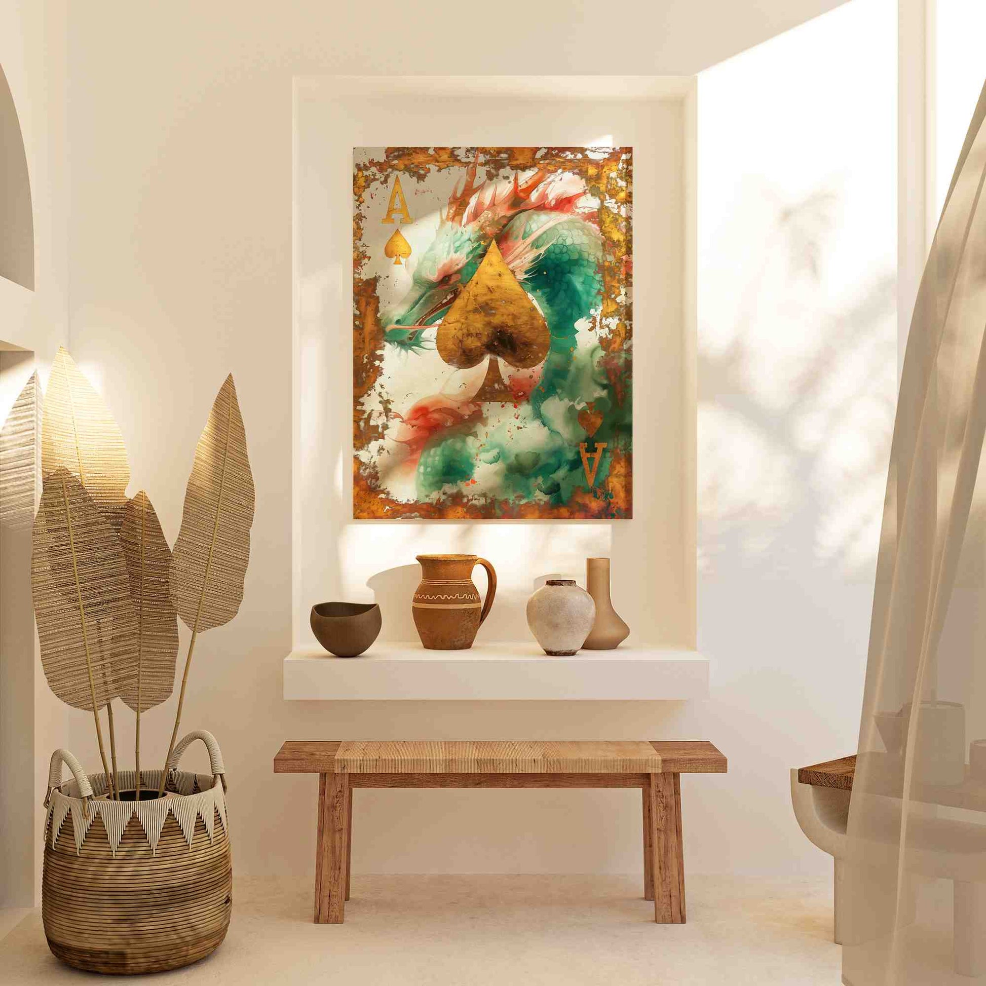 Ace of Dragons - Gold Asian Canvas Print