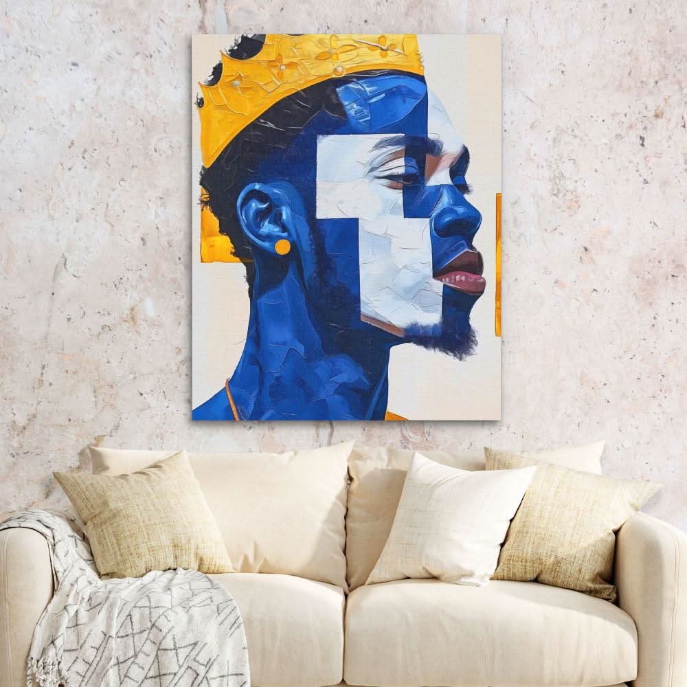 African Royalty - Blue Canvas Wall Art